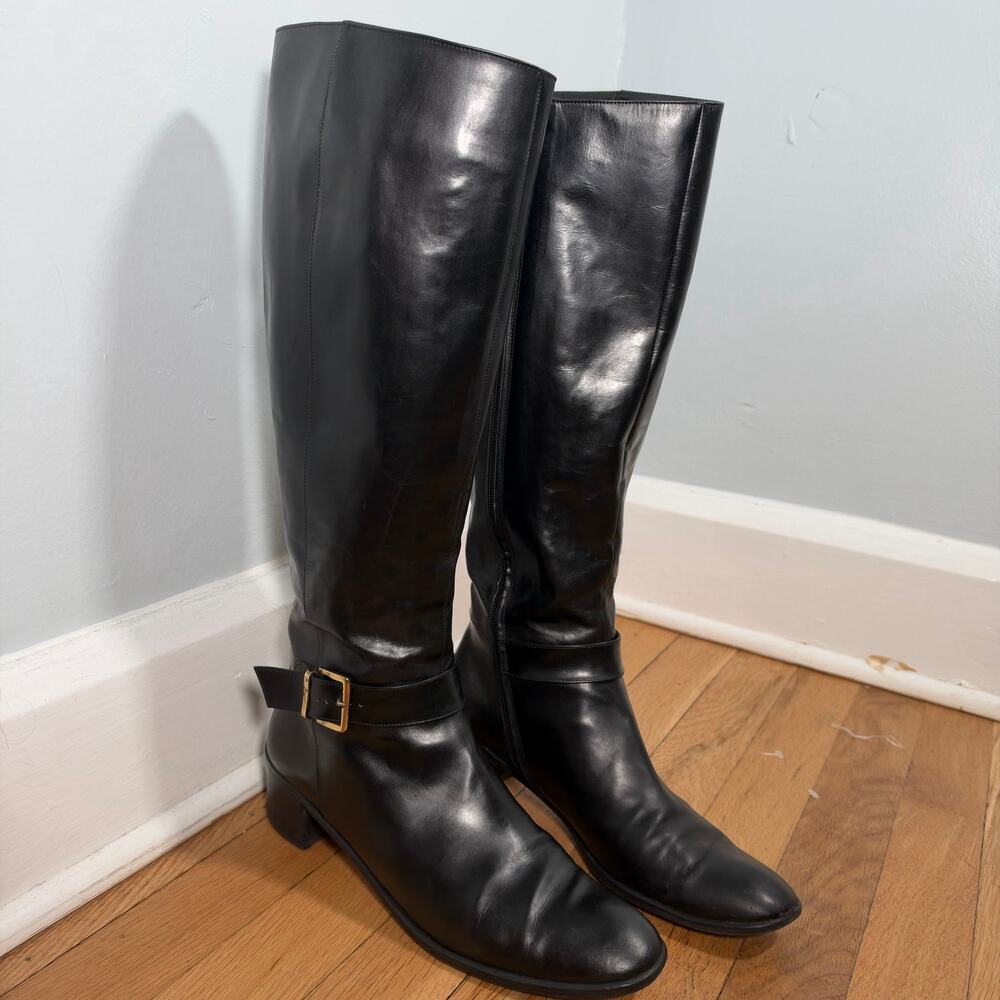Salvatore Ferragamo Vintage Black Leather Riding Boots 10 N 9.5
